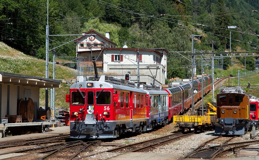 ABe 4/4 III 56 of RhB at Poschiavo