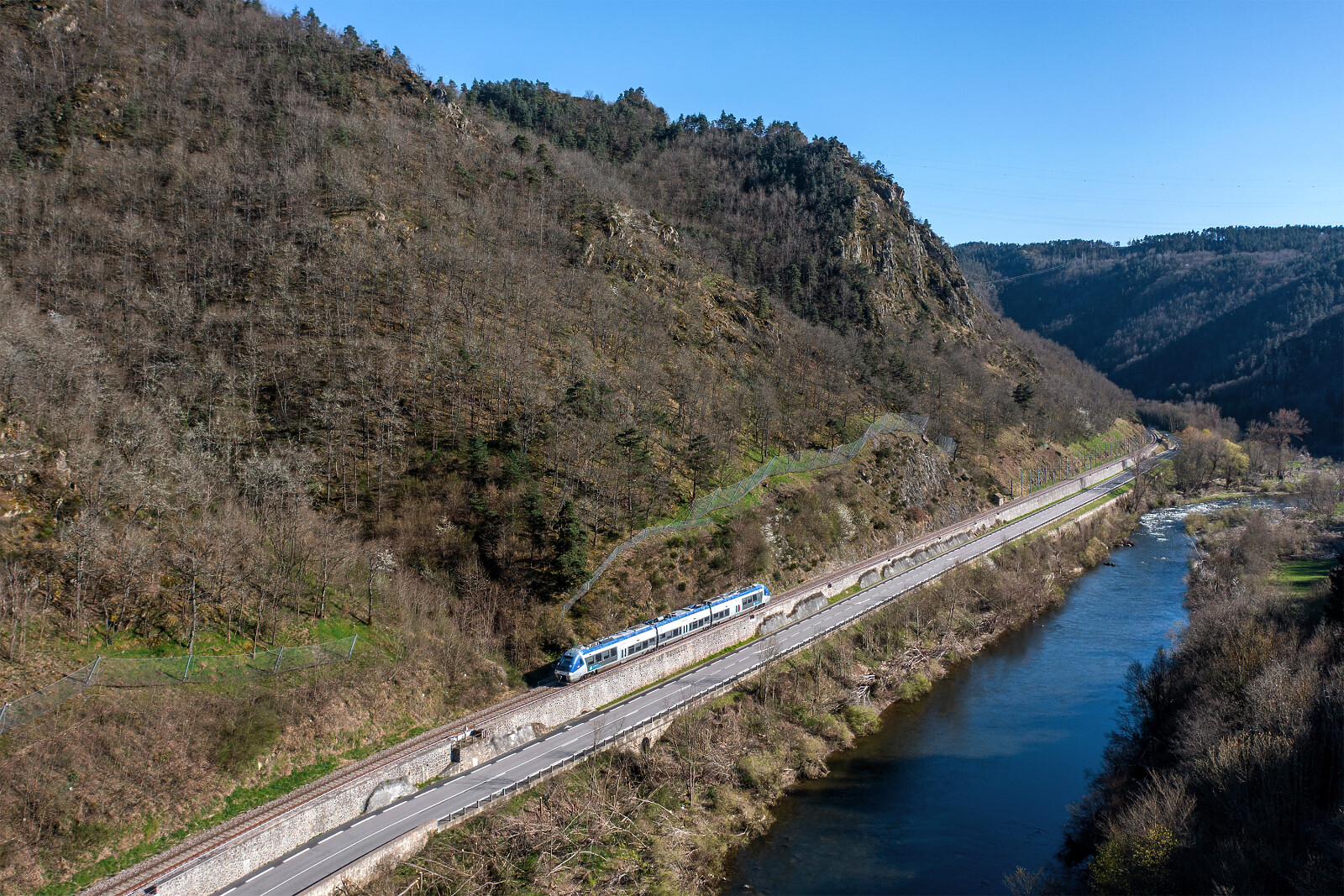 B 81500 of SNCF (Société Nationale des Chemins de fer Français) between Le Puy-en-Velay and Lavoûte-sur-Loire, France