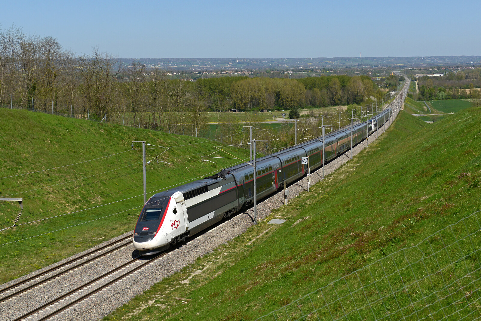 TGV Duplex 233 of SNCF (Société Nationale des Chemins de fer Français) at Saint-Sorlin-en-Valloire, France