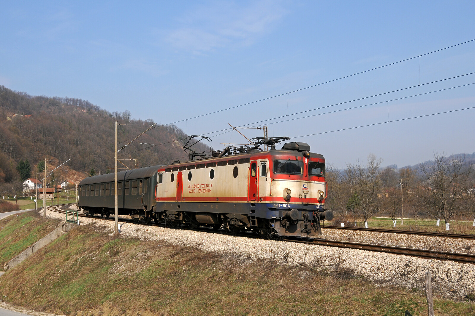 JŽ 441 904 of ŽFBH (Željeznice Federacije Bosne i Hercegovine) between Natron and Fojnica, Bosnia and Herzegovina