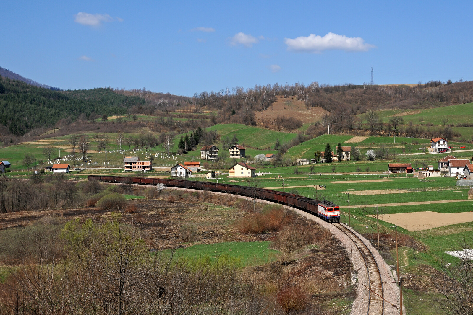 JŽ 441 907 of ŽFBH (Željeznice Federacije Bosne i Hercegovine) between Tarčin and Pazarić, Bosnia and Herzegovina