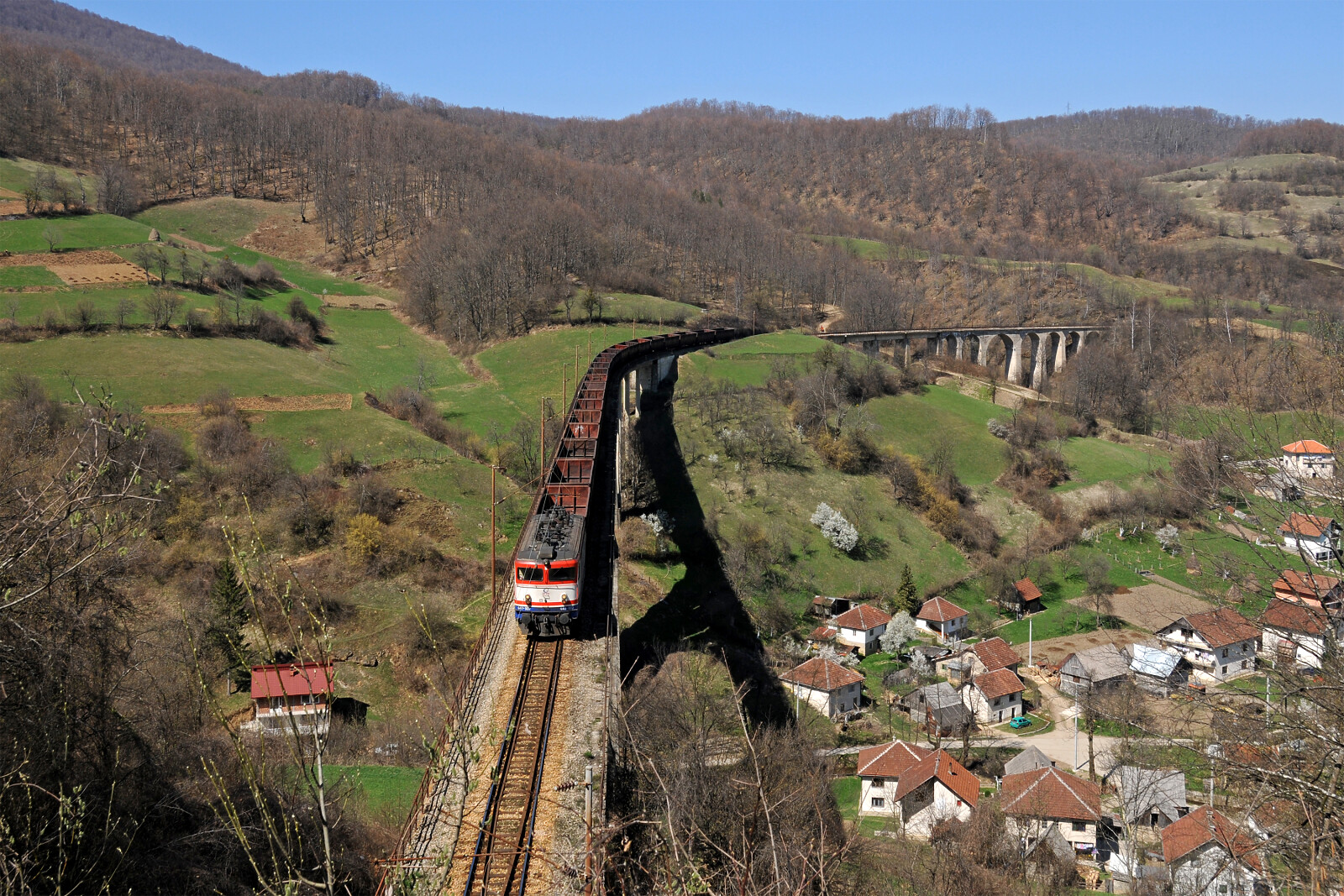 JŽ 441 907 of ŽFBH (Željeznice Federacije Bosne i Hercegovine) between Tarčin and Raštelica, Bosnia and Herzegovina