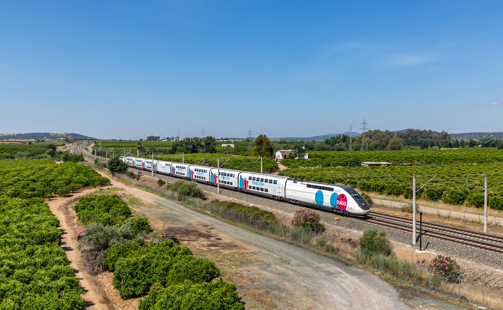 TGV Euroduplex (2N2) 813 of SNCF (Société Nationale des Chemins de fer Français) at Hornachuelos, Spain