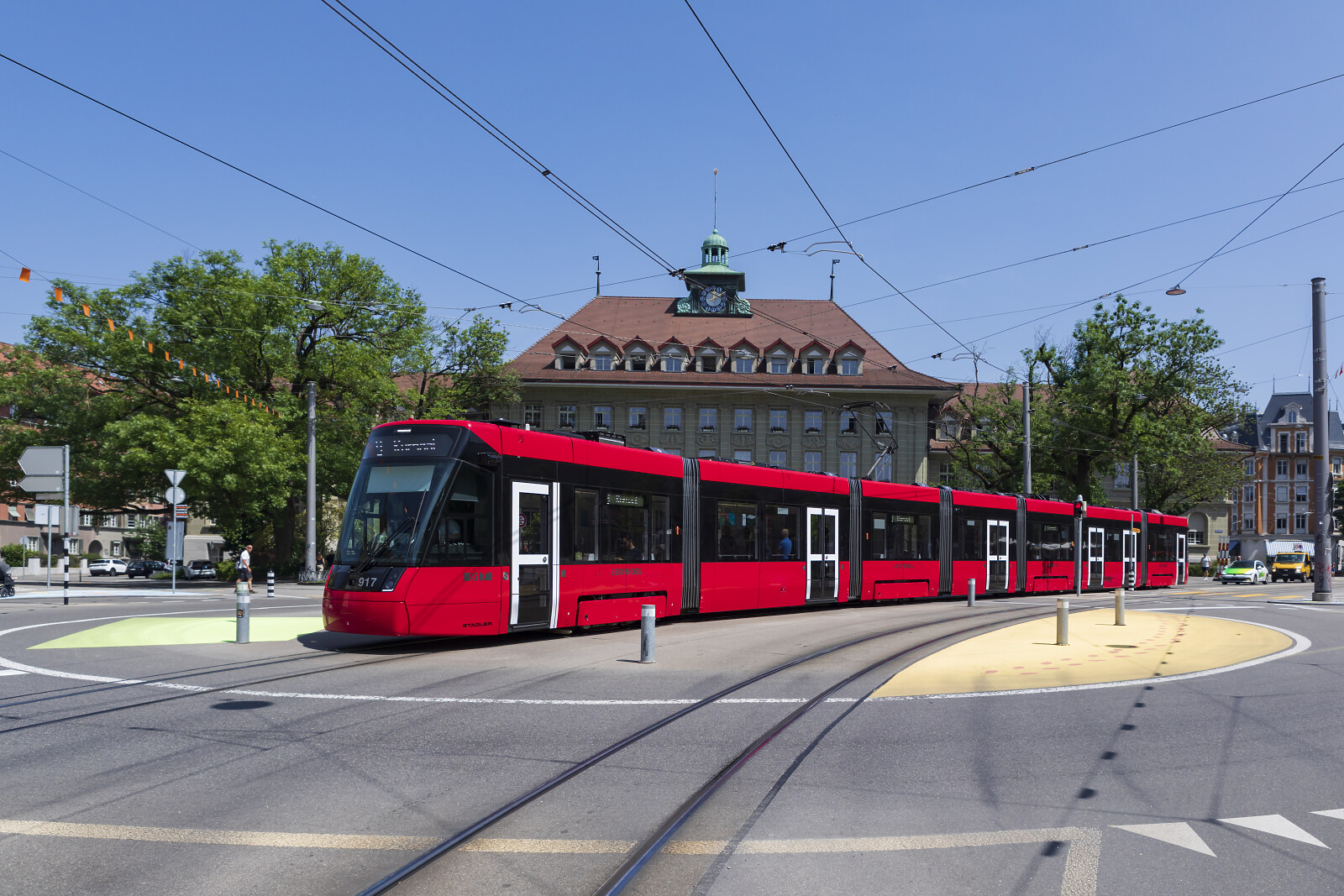 Be 6/8 917 of SVB (Städtische Verkehrsbetriebe Bern (Bernmobil)) at Bern (Viktoriaplatz), Switzerland