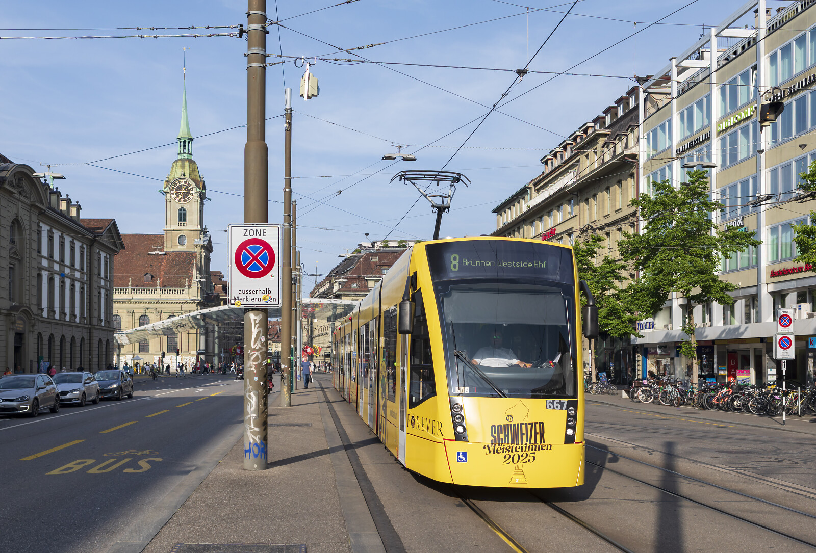 Be 6/8 667 of SVB (Städtische Verkehrsbetriebe Bern (Bernmobil)) at Bern (Hirschengraben), Switzerland