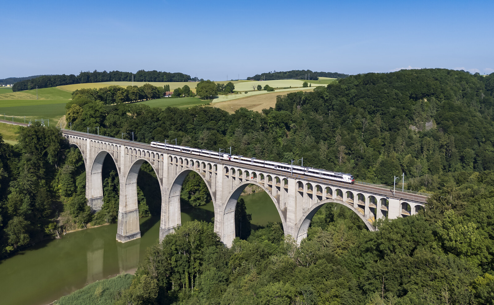 RBDe 560 241 of TPF (Transports Publics Fribourgeois) between Düdingen and Fribourg Poya, Switzerland