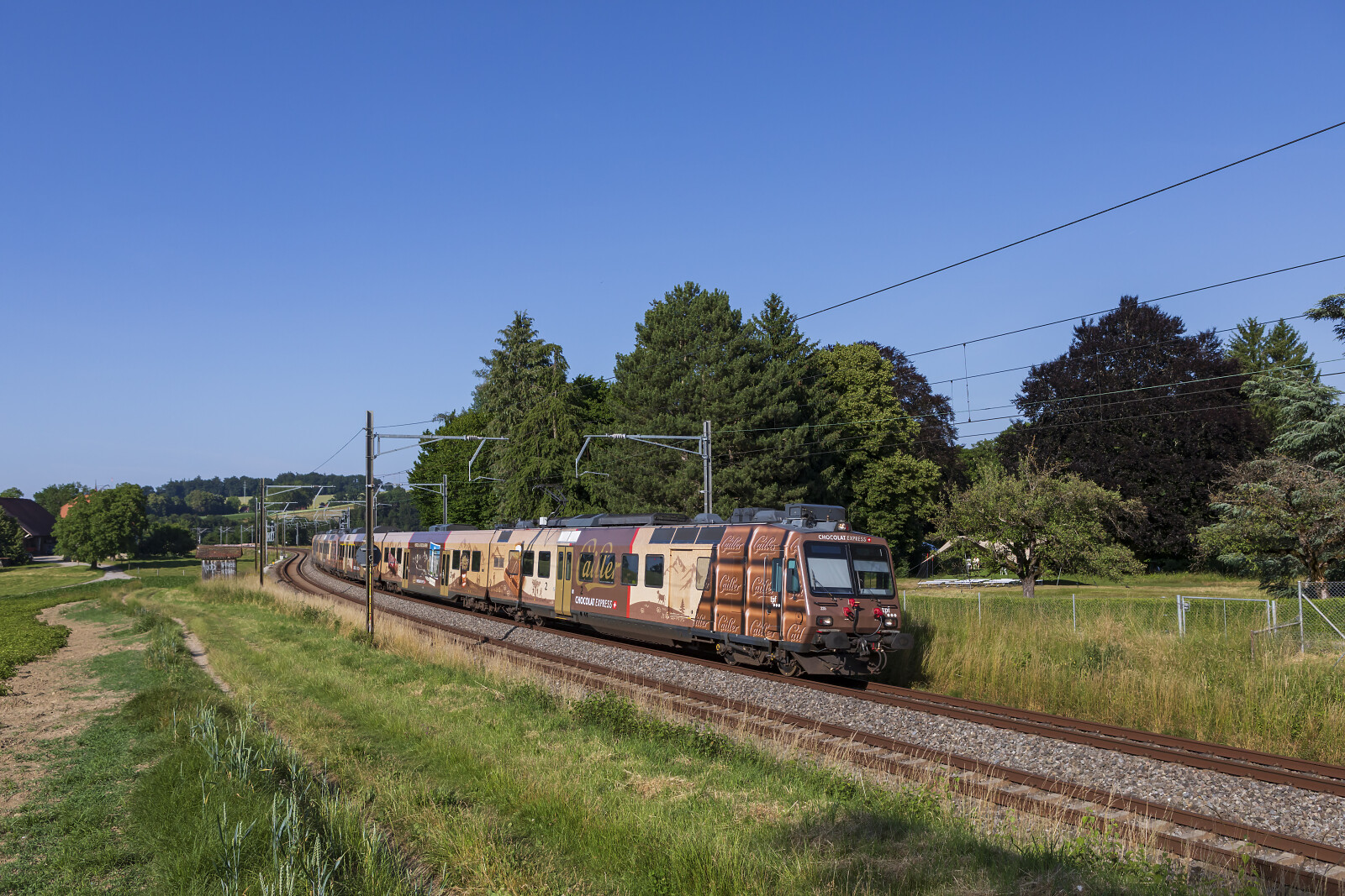 RBDe 560 235 of TPF (Transports Publics Fribourgeois) between Düdingen and Fribourg Poya, Switzerland