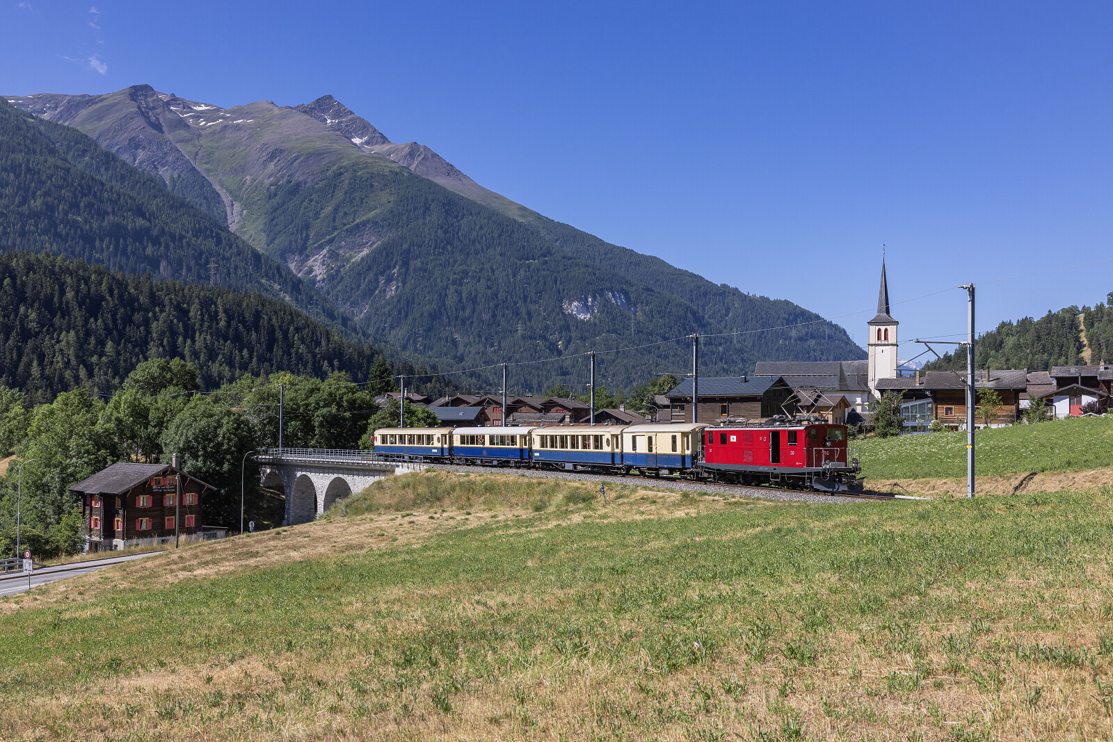 HGe 4/4 I 36 of MGB (Matterhorn Gotthard Bahn) between Lax and Fiesch Sport- & Feriencenter, Switzerland