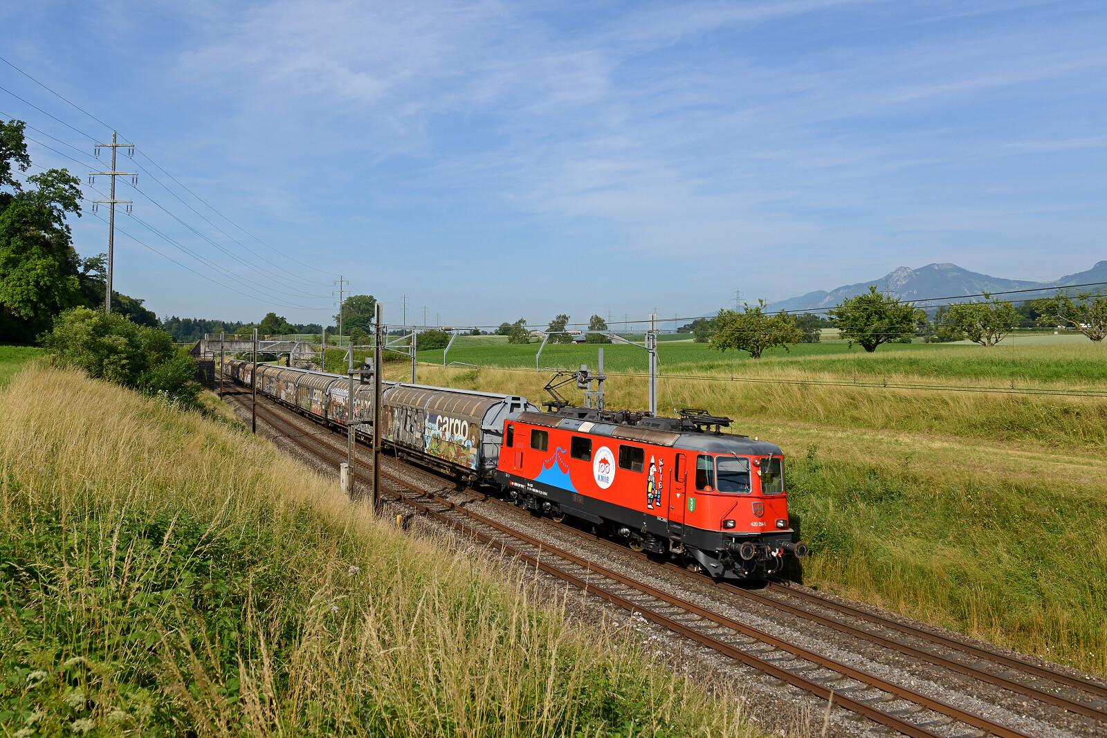 Re 420 294 of SBB (Schweizerische Bundesbahnen) between Niederbipp and Wangen an der Aare, Switzerland