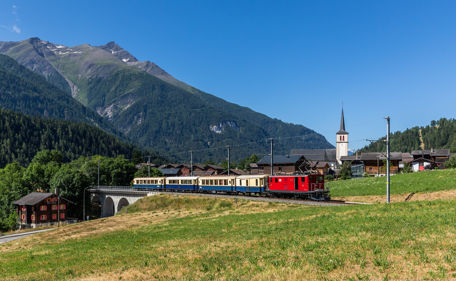 HGe 4/4 I 36 of MGB (Matterhorn Gotthard Bahn) between Lax and Fiesch Sport- & Feriencenter, Switzerland