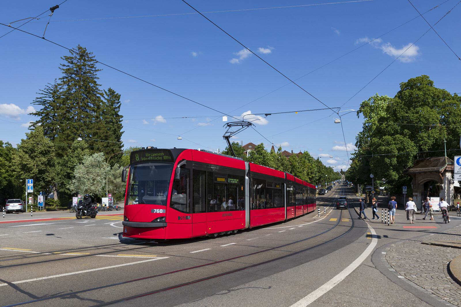 Be 6/8 760 of SVB (Städtische Verkehrsbetriebe Bern (Bernmobil)) at Bern (Helvetiaplatz), Switzerland