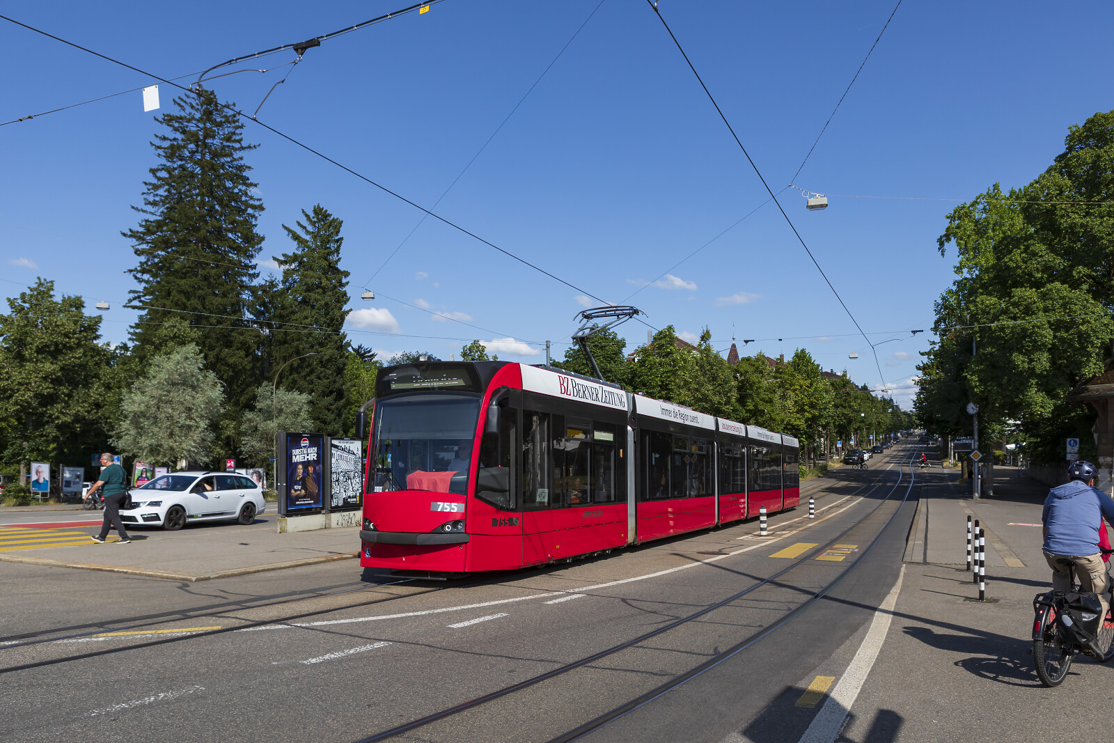Be 4/6 755 of SVB (Städtische Verkehrsbetriebe Bern (Bernmobil)) at Bern (Helvetiaplatz), Switzerland