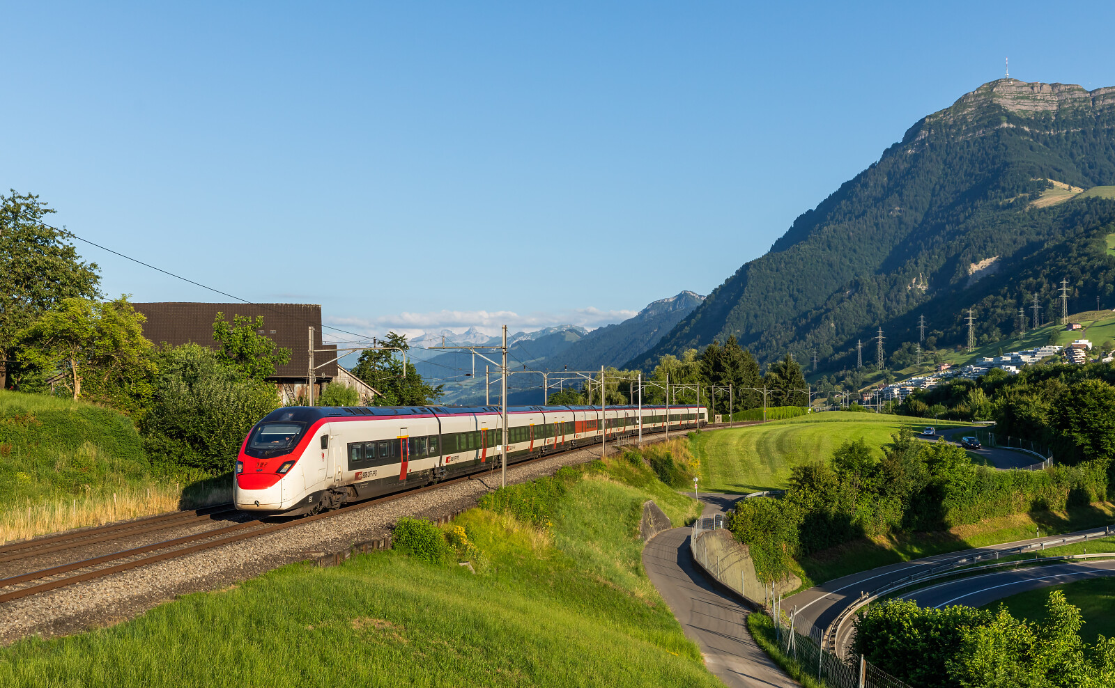 RABe 501 006 "Giruno" of SBB (Schweizerische Bundesbahnen) between Immensee and Rotkreuz, Switzerland