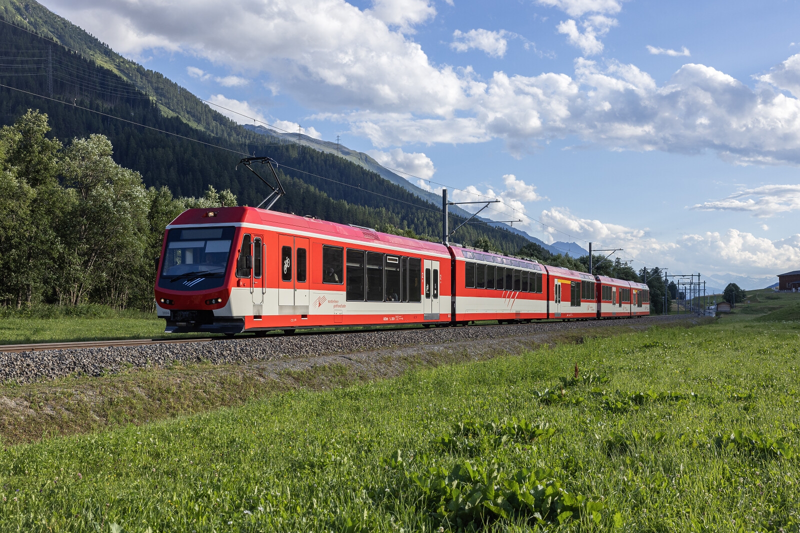 ABDeh 4/8 "KOMET" 2024 of MGB (Matterhorn Gotthard Bahn) between Geschinen and Ulrichen, Switzerland