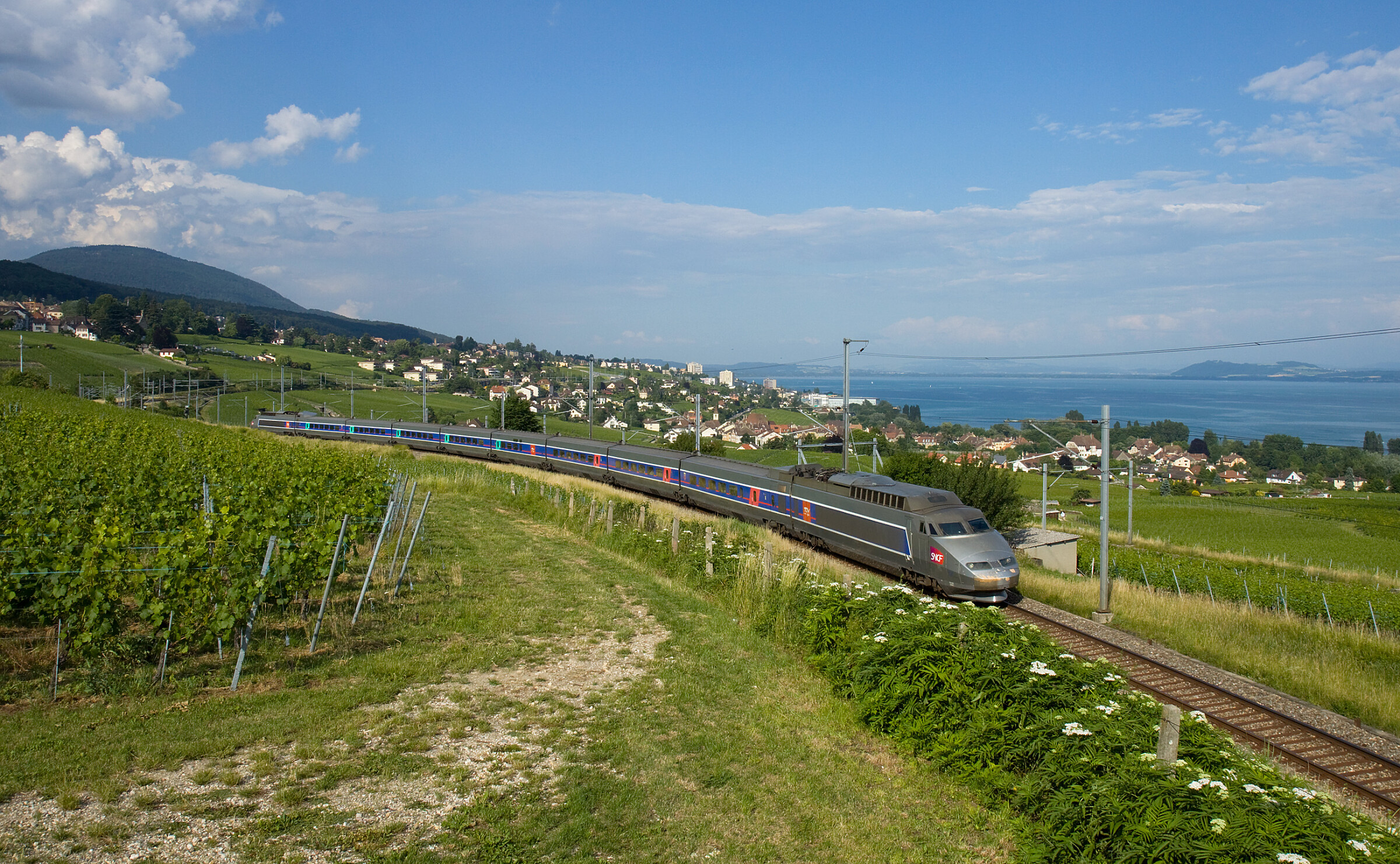 TGV PSE of SNCF between Auvernier and Bôle